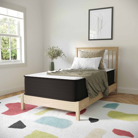 Flash Furniture Dream 12 in Hybrid Mattress, Twin Size High Density Foam and Pocket Spring Mattress in a Box, White/Black DR-E230P-R-T-12-GY-GG